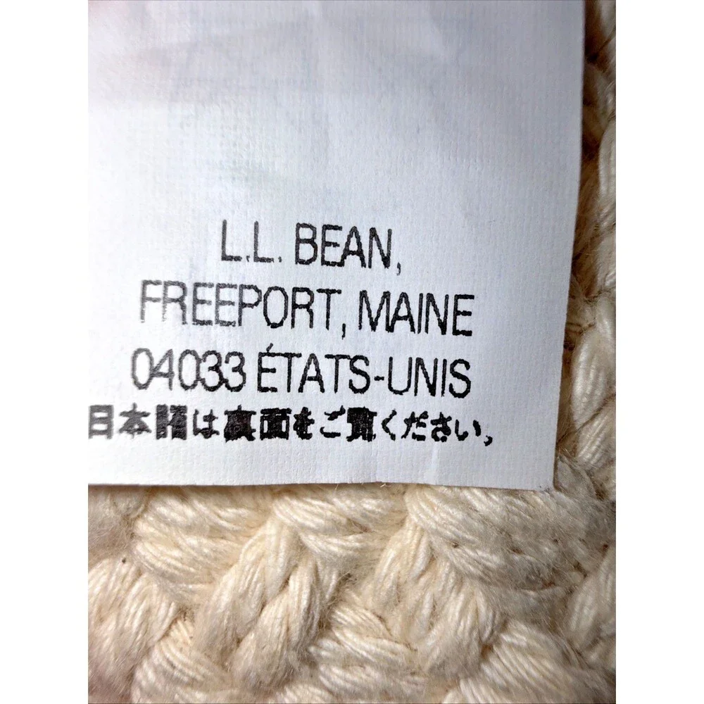 L.L.Bean Cotton D Ring Belt Cream Woven Canvas Brass Tone Size Large USA Style